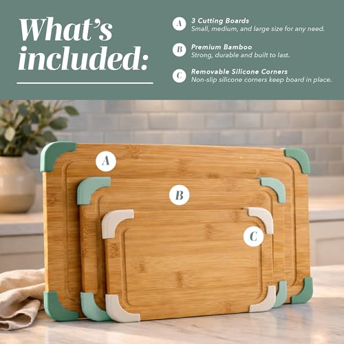 Set de 3 Tablas de Cortar Antideslizantes de Bambú miniatura 2