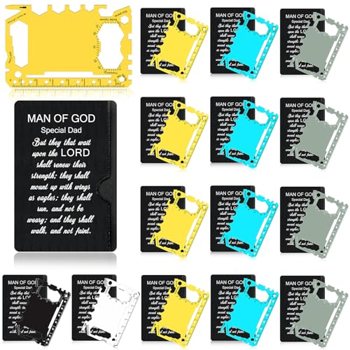Otoolling 30 Pcs Christmas Church Gifts Bulk Man of God Gift Bulk Credit Card Wallet Multitool 46 in 1 Metal Stainless Steel Survival Pocket Tool Multipurpose with Bible Verse for Christmas