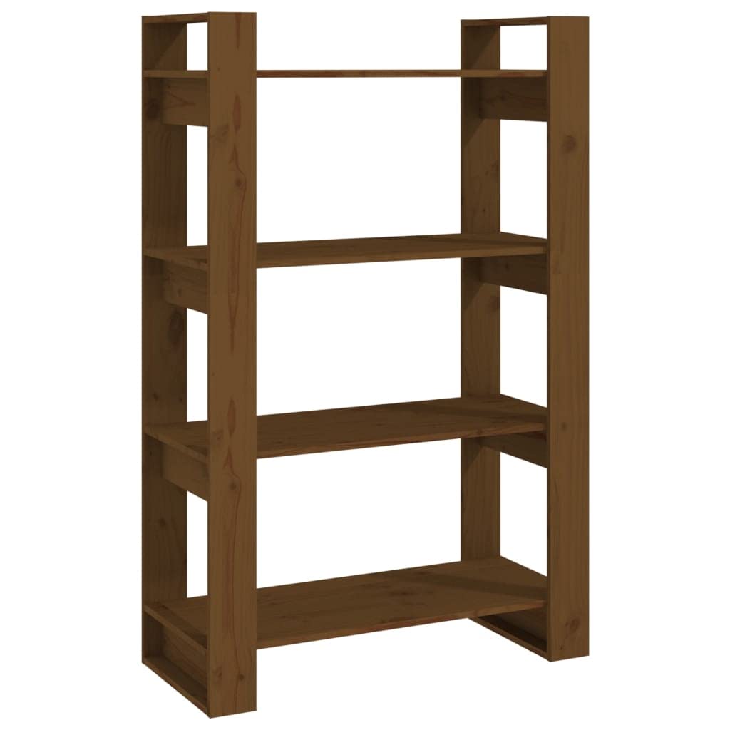 vidaXL Estantería/Divisor Espacios Armario Biombos Estante de Libros Librería Achivador Separador Partición Madera Pino Marrón Miel 80x35x125cm