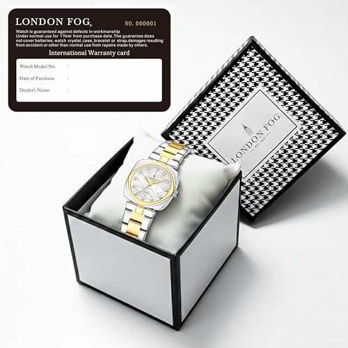 Image of London Fog Salisbury Collection Watch for Women with Geometric Patterned Dial, Crystal Hour Markers Quartz Movement and Stainless Steel Strap - LFW20001