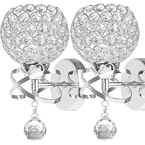 ALLOMN Lampada da Parete Stile Moderno, Lampada da Parete a Sospensione in Cristallo Camera da Letto Salone della Navata Lampada a Muro Titolare Attacco E14 (No Tirare Interruttore, 2 PCS)