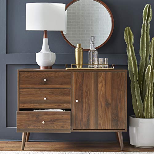 Target Marketing Systems Carroll Mid Century Buffet Cabinet With Drawers & Adjustable Shelf For Entryway, Living Room, Bedroom, Kitchen, Or Office, 30" H X 40.1" W, Umber #TOP3