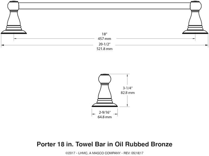 Delta Porter Oil Rubbed Bronze Towel Bar 18 in. L Die Cast Zinc