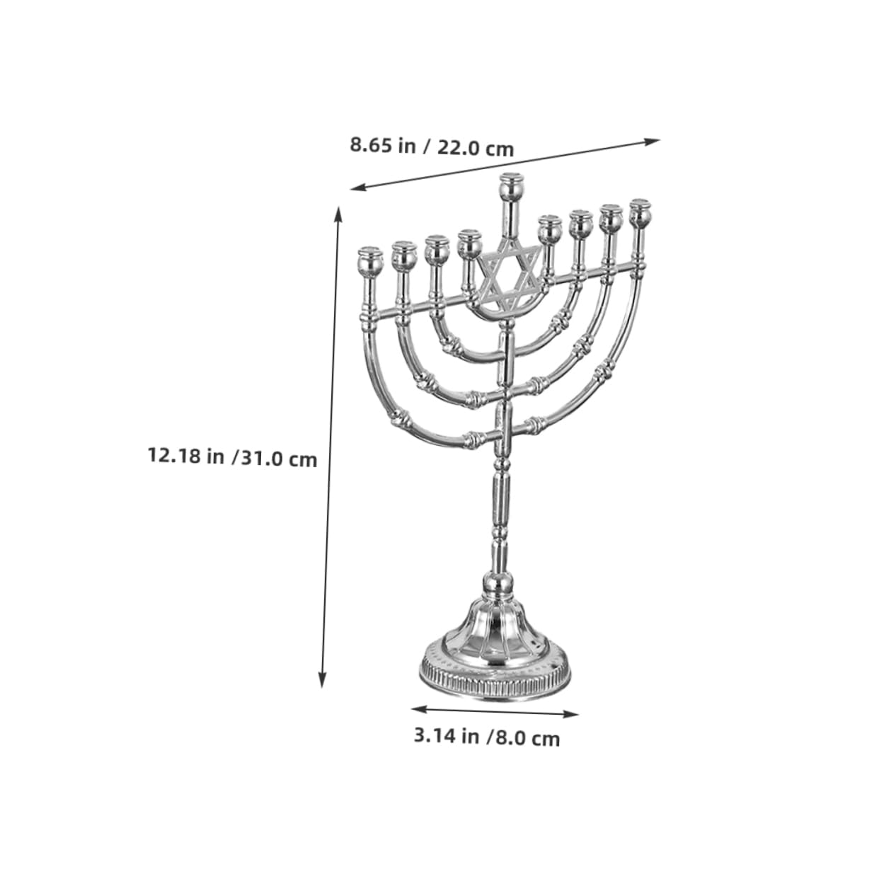 Candelabro Judío Vintage de Aleación de Zinc Plata 9 Orificios | Resistente al Desgaste, Fácil de Limpiar y Mantener, para Bodas y Oraciones