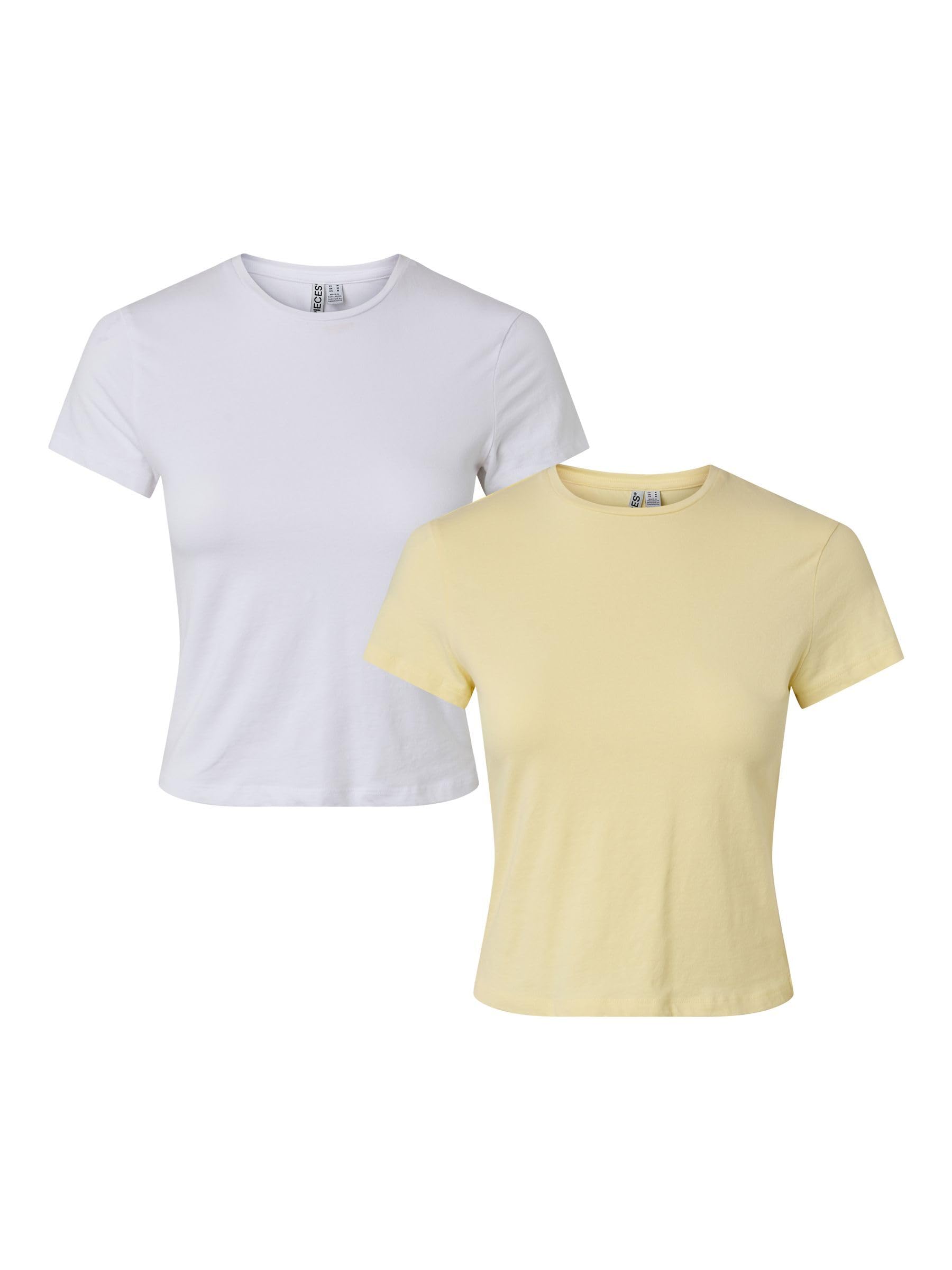 Pieces Damen Pieces Female T-Shirt Pcamelia 2-Pack Baby Pcamelia Baby Tee 2-Pack JRS Noos Bc (2er Pack)