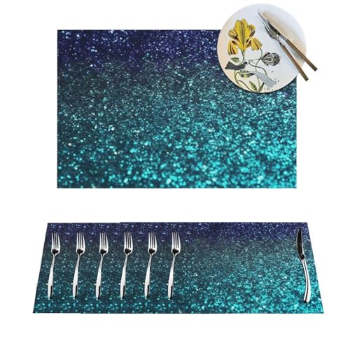 Set de table antidérapant résistant chaleur PVC lavable bleu x4