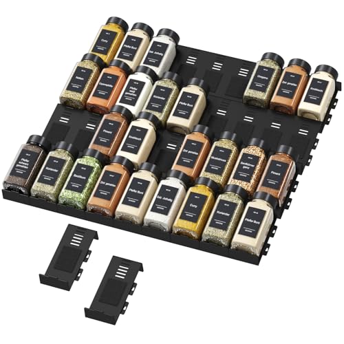 Lifewit Rangement d'Épices pour Cuisine, 36 Pièces Sans Bocaux, Étagère à Pot Epices de Tiroir Colocalisable et Antidérapants, Organisateur Réglable de Stockage...