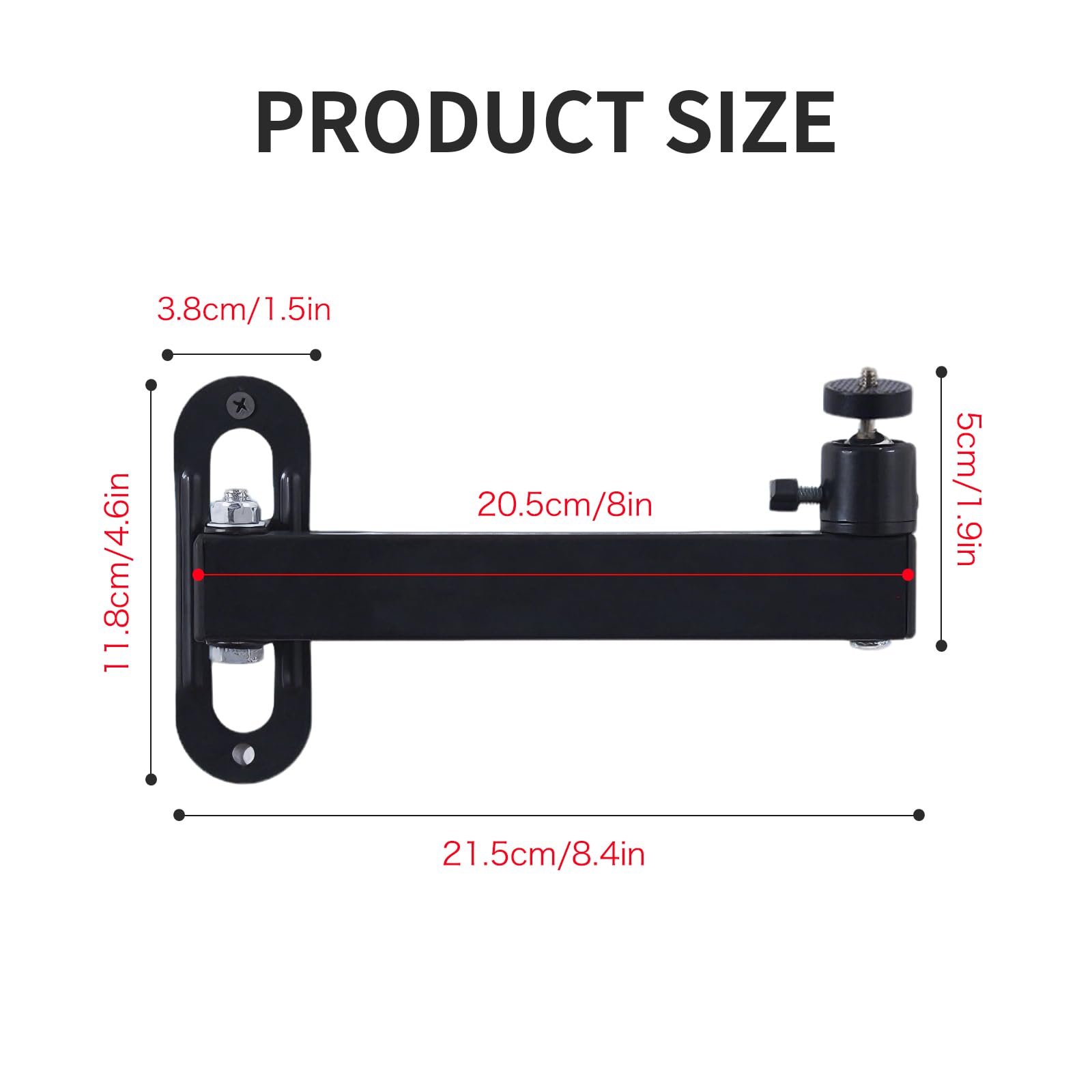 Supporto da Parete per Proiettore,Supporto da parete regolabile, ruotabile a 360°, supporto per proiettore in metallo con interfaccia a vite da 1/4 di pollice per home cinema, ufficio, sala giochi
