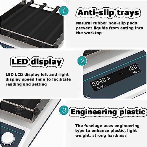 Table vibrante orbitale numérique de laboratoire, vitesse réglable de 40 à 200 tr/min, rotateur de laboratoire avec minuterie (1 min-23 h59 min) et mode continu, OS-20Pro