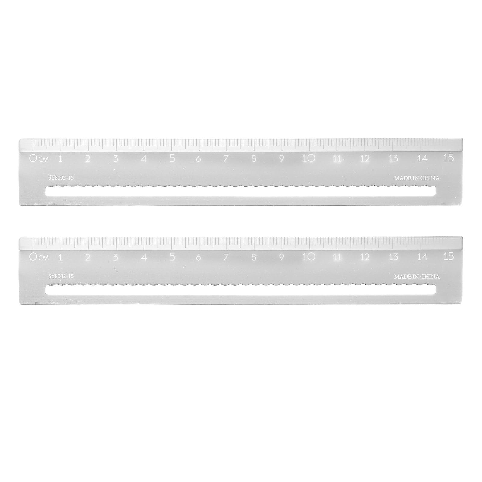 sourcing map 2pcs Metal Straight Ruler 15cm Metric Aluminum Alloy Hollow Measuring Rulers Scale Tools for Measure Study Reading Classroom Office, Silver White