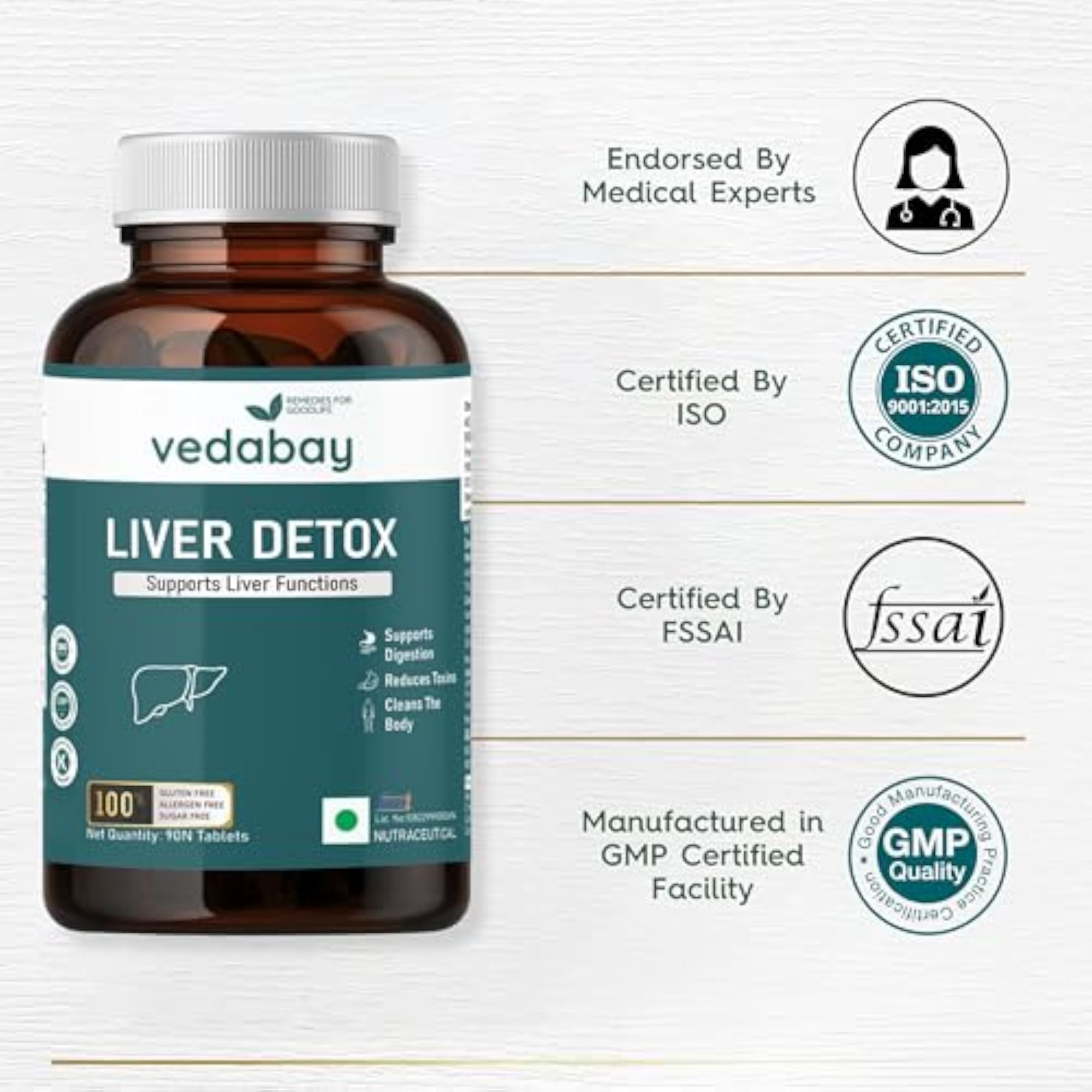 Vedabay Liver Detox Ayurvedic Supplement, 90 Tablets