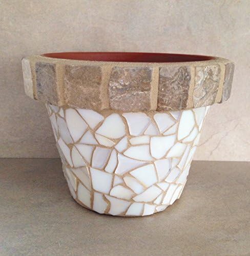 Flower pot, mosaic tile planter, indoor planter, outdoor planter, rustic herb pots, kitchen plant pot, handmade garden art, patio container