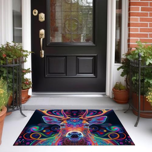 Tapis extérieur terrasse 90x150cm au motif animalier psychédélique multicolore lavable - 5