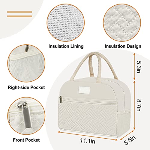 Nisuam Lunch Bag For Women, Large Capacity Insulated Lunch Box Tote For Hot And Cold Food - Portable And Reusable Adult Lunch Bags For Work, Office, Picnic, Camping, And Trip Beige #TOP3