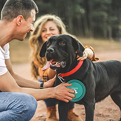 Image of Rest-Eazzzy Silicone Collapsible Dog Bowls for Travel, 2-Pack Dog Portable Water Bowl for Dogs Cats Pet Foldable Feeding Watering Dish for Traveling Camping Walking with 2 Carabiners, BPA Free, Small