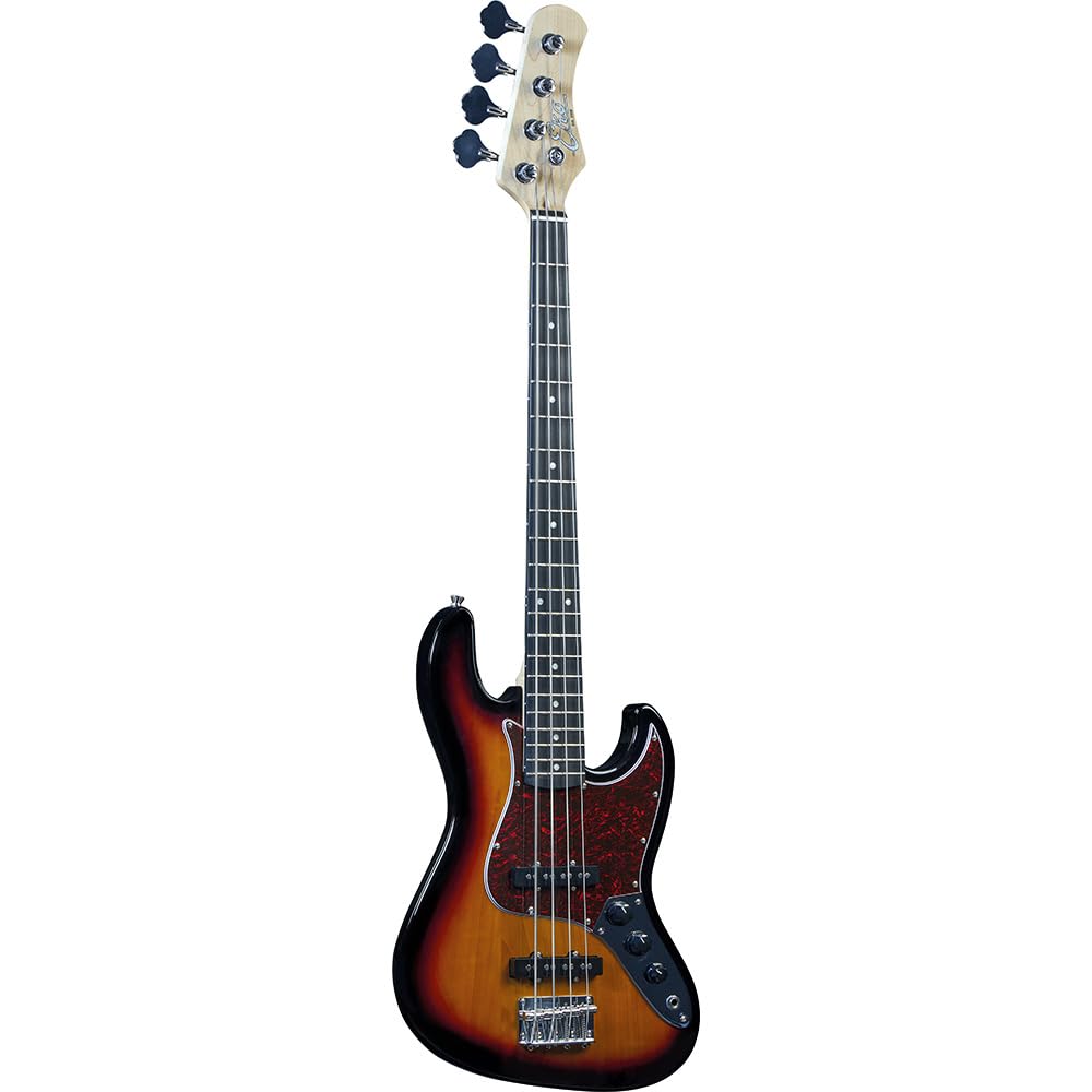 EKO GUITARS – Basso Elettrico JB‑100 3/4, Corpo Pioppo, Manico Acero, Tastiera Laurel 21 Tasti, 2 Pickup Jazz‑Bass, Ponte Vintage, Scala 761 mm, Colore Sunburst