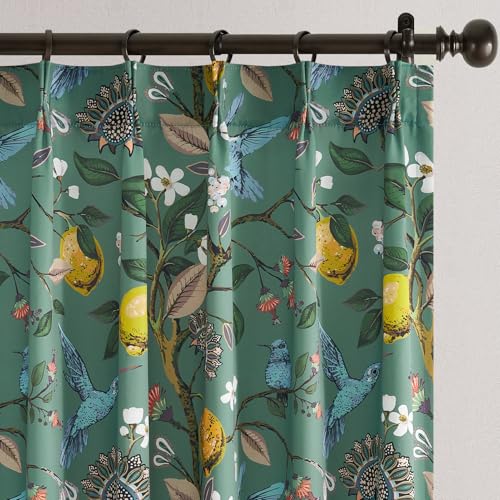 Drapenova 90 Inches Long Curtains 2 Panels for Living Room Botanical Hummingbird Luxury Whimsical...
