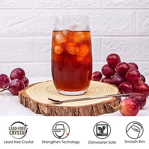 Fawles Drinking Glasses Set Of 12, 17 Ounce Highball Glasses, Crystal Glass, Cocktail, Mojito, Iced Tea, Juice, Mimosa Glasses #TOP1