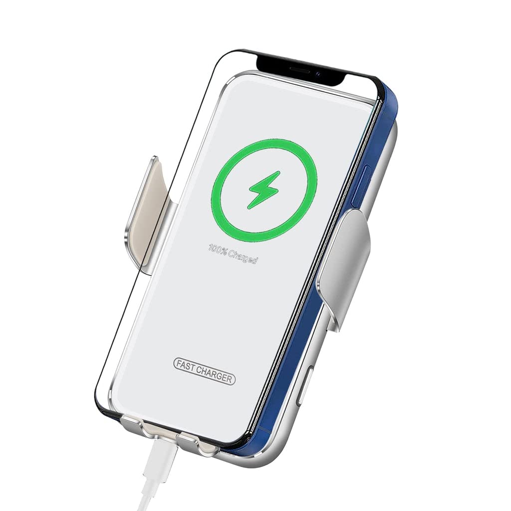 Wireless Phone Car Charger, Air Vent, Touch to Open Fast Charging for iPhones Samsung Galaxy, Google Pixel Smartphones (Color Silver)