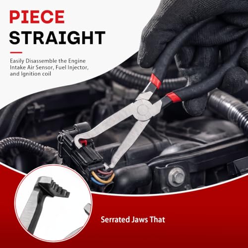 Image of 9-Piece Electrical Disconnect Pliers Tool Kit for Cars | Automotive Electrical Connector Removal, Relay Puller, Hose Removal Pliers, Clip Remover & Separator for Trucks, and SUVs
