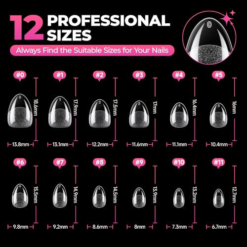 Image of UNA GELLA Extra Short Almond Nail Tips Kit, 120Pcs Nail Tips With Gel Glue | Non-rechargeable Mini LED Nail Lamp for Nails Extension DIY Salon at Home 12 Sizes