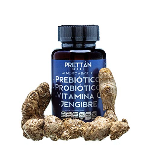 Prettán XIII, PREBIOTICOS VITAMINA C y JENGIBRE, PROBIÓTICOS para Adultos. Frasco con 60 comprimidos de 500mg c/u (Masticar 2 comprimidos al día de...