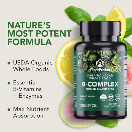 PlantFusion Organic Vitamin B-Complex, Vegan Whole Food Supplement for Energy & Metabolism, Methylated B12, Guava, Lemon & Basil, Non-GMO, Gluten-Free - 30 Capsules - Thumbnail 2