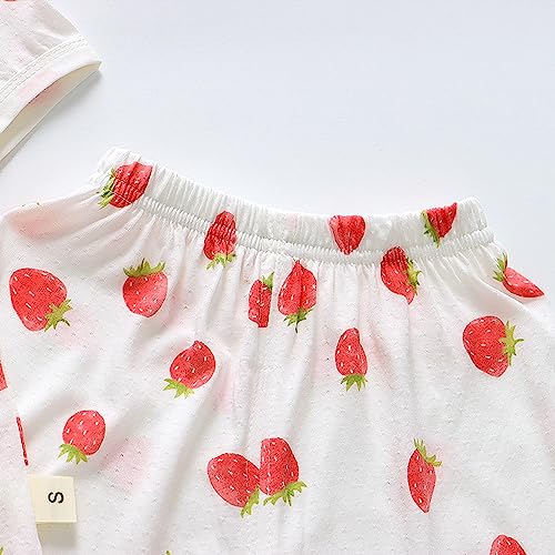 Toddler Baby Cotton 𝐏ajamas Short Sleeve 𝐏a𝐣ama Set for Boys Girls Cute Crewneck Tops and Shorts Sl𝐞epwear Outfits4
