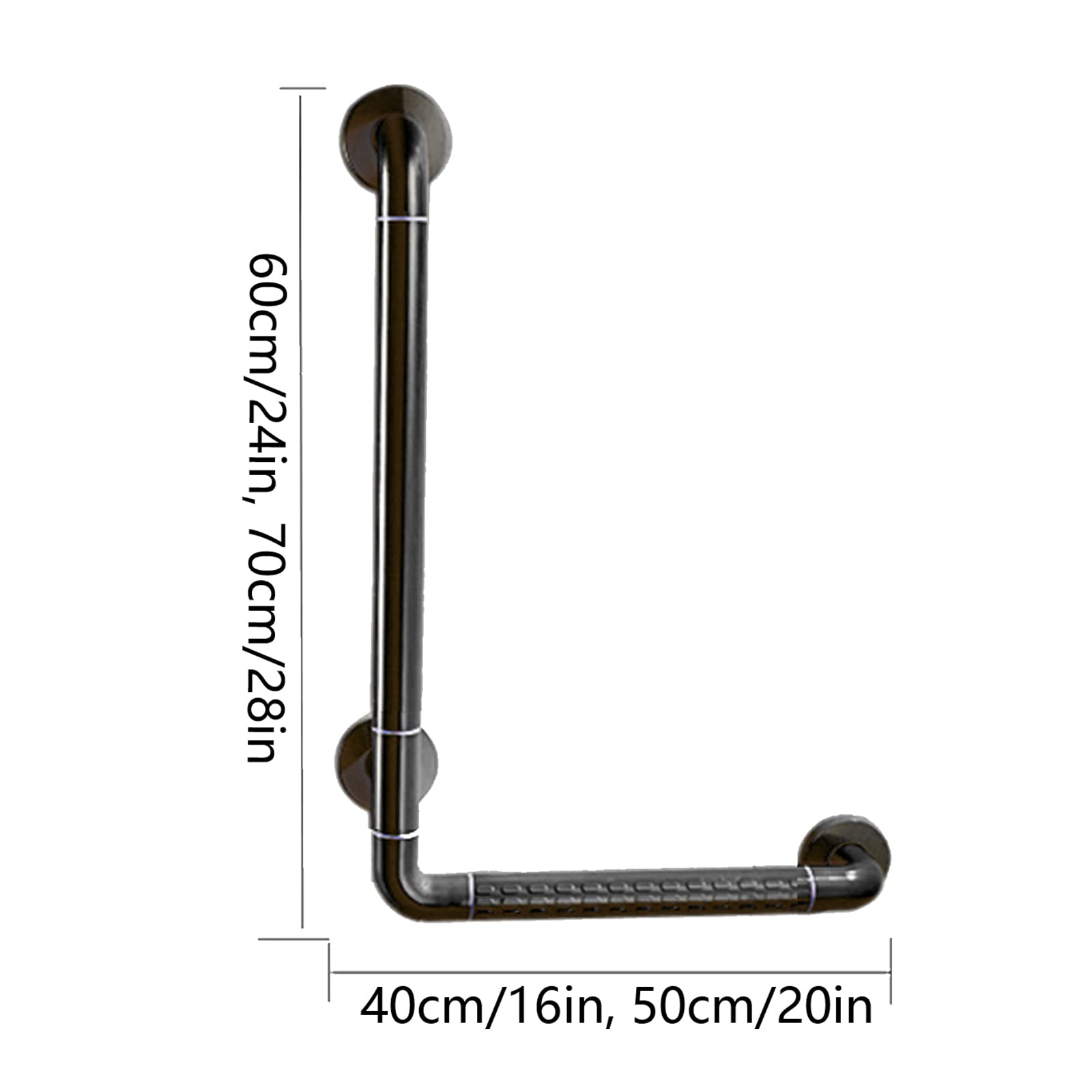 Antideslizante Barra de Agarre para Baño, Ancianos, minusválidos Seguridad Manija de la Ducha, Asideros de Ducha, Tirador para baño,Black-40x60cm/16x24in