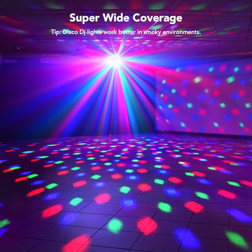 Image of KeoBin DJ Light, Pro 6 in 1 DMX & Sound Activated Laser Show Machine with Disco Ball Lights, RGBW & UV Strobe Party Lights with Dj Light for Home Party Gig Bar Stage Lighting