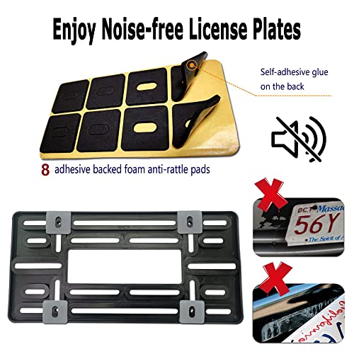 Bgmvfk Front License Plate Mounting Kit- Universal Front Bumper License Plate Bracket And Black Aluminum Car Tag Frame, 2 Drill Hole Adapter Plate Holder With Stainless Steel Mount Screws, Cap Covers #TOP7