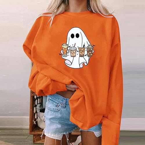 Pull d'Halloween ample résolvant le manque de confort avec ce sweatshirt femme orange XXL - 2