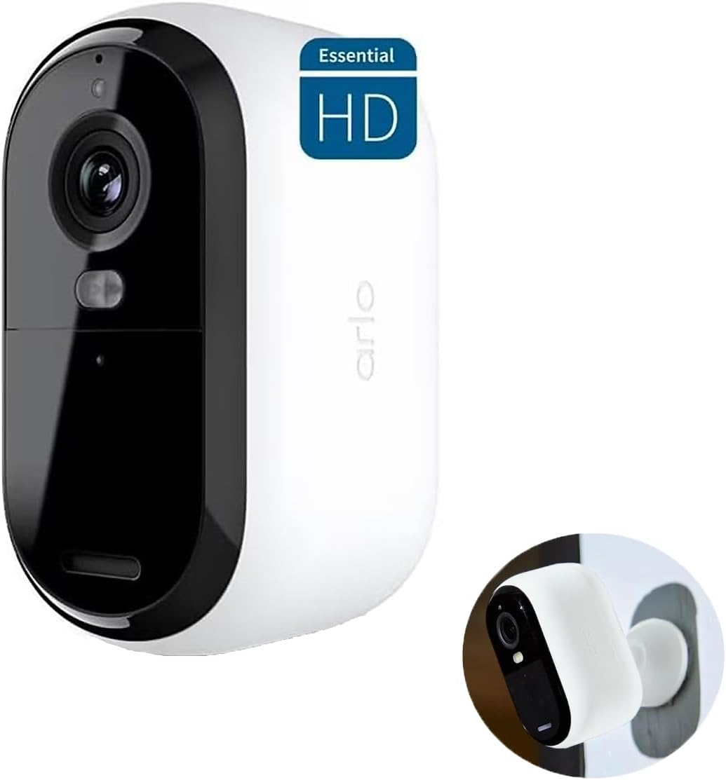 Arlo Essential Spotlight Cámara, cámara de seguridad inalámbrica, cámara para exteriores HD (2. generación), video de 1080p, visión nocturna a