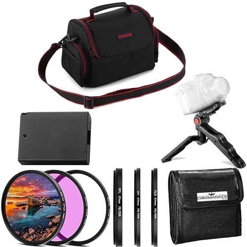58mm Accessory Bundle 3 Piece UV CPL FLD Filter Kit, Camera Case, Hand Grip Tripod, Extra Battery for LPE-10, Canon EOS Rebel T7, T6, T5, T3, T100, 4000D, 2000D, 3000D and More