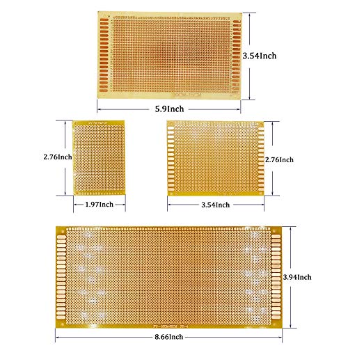 YUNGUI 11pcs PCB Prototype Circuit Board stripboard Universal Perforated Printed Circuits Boards for Electronic Project and DIY Soldering with 4 Sizes