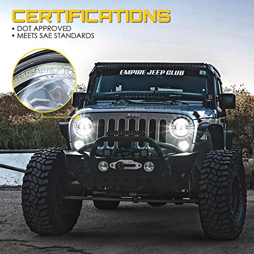 Image of Xprite 7 inch LED Halo Headlight Compatible with 97-18 Jeep Wrangler JK, Chrome