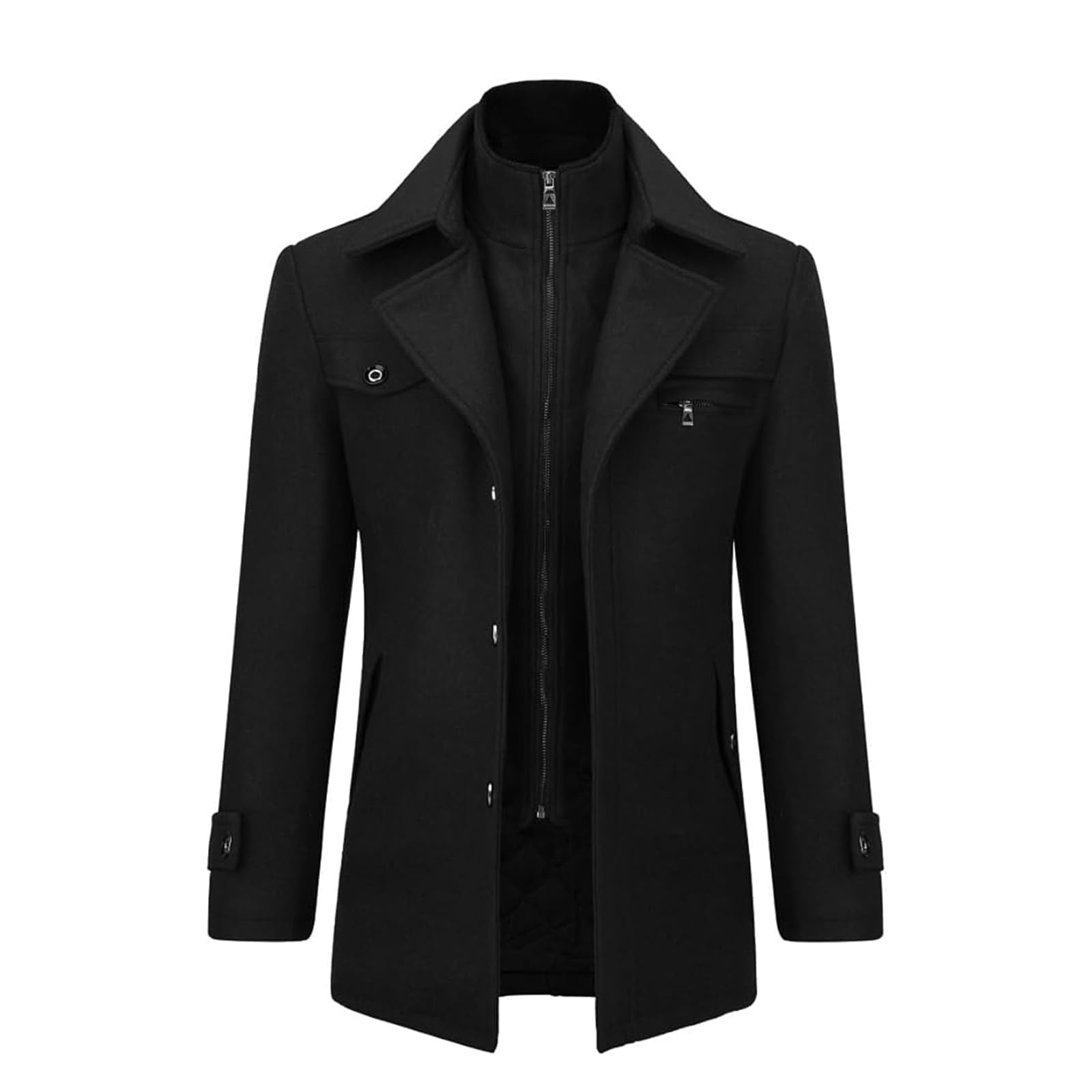 Luxuriöser Doppelkragen-Trenchcoat für Herren – Warm & Stilvoll für den Winter Herren Winter Wollmantel - Kurzmantel & Mittellang, Slim Fit für Business & Freizeit Peacoat