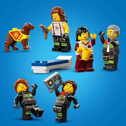 LEGO City İtfaiye Kamyonlu İtfaiye Merkezi 60414-6 Yaş ve Üstü Kız ve Erkek Çocukları için 5 Mini Figür ve 1 Köpek Figürü İçeren Yaratıcı Oyun Seti, Çocuklar için Doğum Günü Hediyesi (843 Parça) - Görsel 5