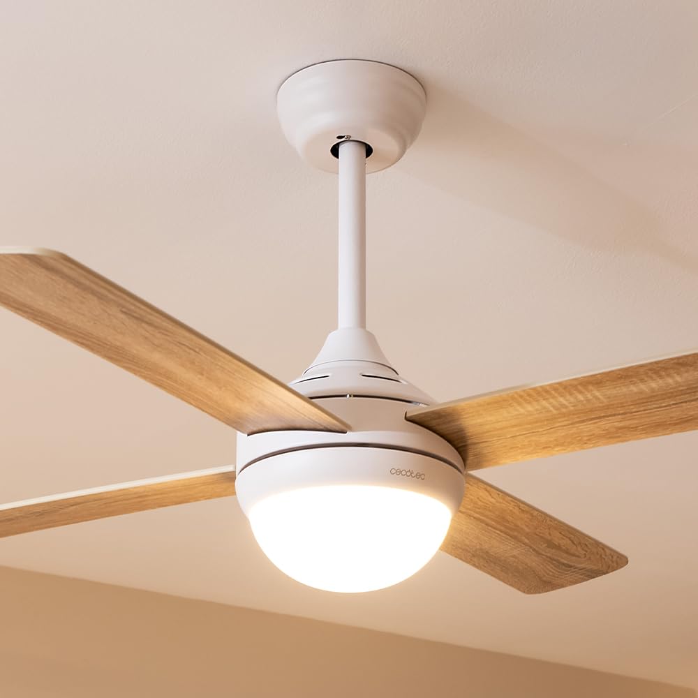 Cecotec Ventilateur de Plafond avec Lumière Energysilence Aero 4250 DC Fresh, 40 W, Moteur DC, Diamètre 42” (106 cm) avec 4 Lames Réversibles, LED, Télécommande, Minuterie, 6 Vitesses