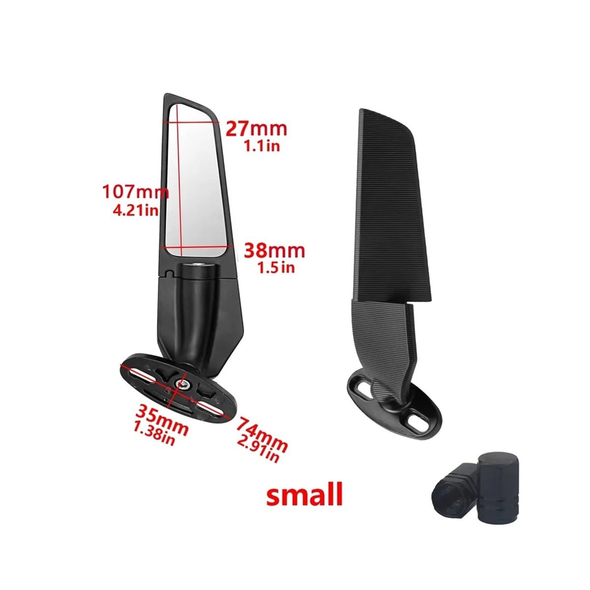 motos Miroir vélo Rétroviseur Rotatif Réglable Moto Pour GSX 250R 1250FA R1000 650F R600 S1000ABS 1300R, Aileron Modifié(Small Sight Glass)