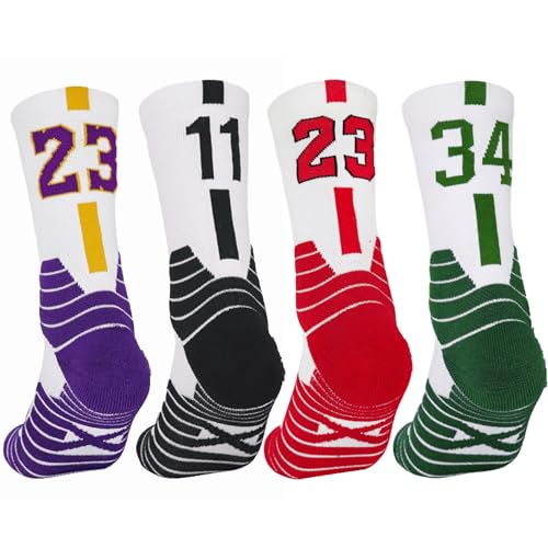 EVIL NOAH-4 pares Calcetines baloncesto hombre y mujer largos-medias tubo medio-socks jordan para deporte running,ciclismo,basket,padel,tenis,futbol.crossfit altos-calcetin deportivos