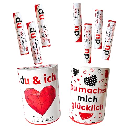 Liebe - Duplo Aufkleber Set (20 Banderolen + 2 Box Sticker) – personalisierte Geschenkidee für Partner, Freund, Ehemann oder Ehefrau – zum Valentinstag, zur Hochzeit oder als romantisches DIY Geschenk