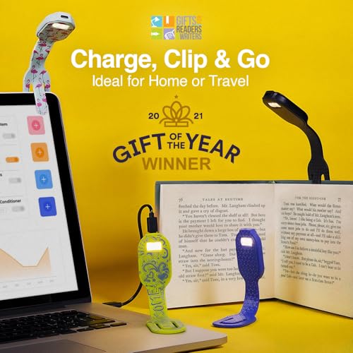 Flexilight wiederaufladbare Leselampe | 2 in 1 Lesezeichen Buch Licht | LED Clip On Leselampe | Kinder und Erwachsene Buchlampe | Buchzubehör | Geschenk für Leser, Buchliebhaber