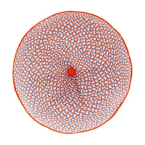 Image of Reversible 60x60x10 cm Woven Quilted Orange Floor Cushion with Cotton Filler for Seating, Patio Seat, Meditation, Yoga, Pooja, Guests, Living Room, Bedroom, Large Size 24x24x4 Inch