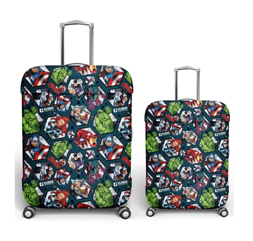 Image of Kuber Industries Marvel Avengers Luggage Cover | Polyester Travel Suitcase Cover | Washable and Stretchable Suitcase Cover | 18-22 Inch-Small | 26-30 Inch-Large | Pack of 2 | Blue