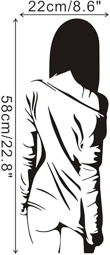 Miniatura 2 de Calcomanías de pared de mujer en blanco y negro, calcomanías de pared creativas de belleza, despegar y pegar, murales de PVC impermeables extraíbles