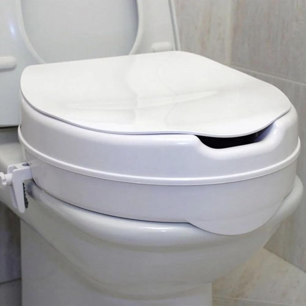 GOVITA - Rialzo WC per Anziani, Rialzo WC con Coperchio, ausilio bagno,Rialzo Bagno Disabili, Alzawater per Anziani, Rialzo per WC Universale, Sollevatore WC Disabili, Bianco (ALTEZZA DI 10 cm)