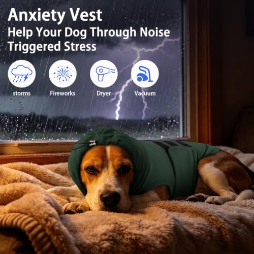 Image of MIGOHI Dog Anxiety Relief Coat with Ear Cover,Green,XS
