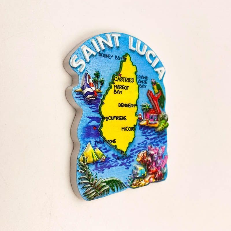 Imán para nevera 3D resin Saint Lucia multicolor miniatura 3