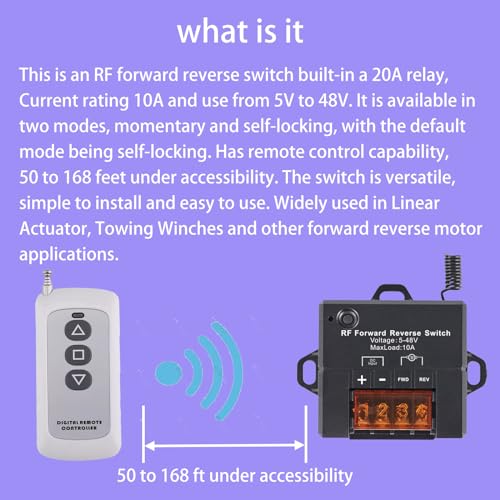 Idealwin IDEALWIN-F&R-001 Forward Reverse Switch Working Voltage Dc5V To 48V, Linear Actuator 12V Remote Switch Of Current Rating 10A thumb #1